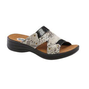 Dr. Comfort Karen Slide Sandals Leather Upper Lining Snakeskin Pattern Size 9 re